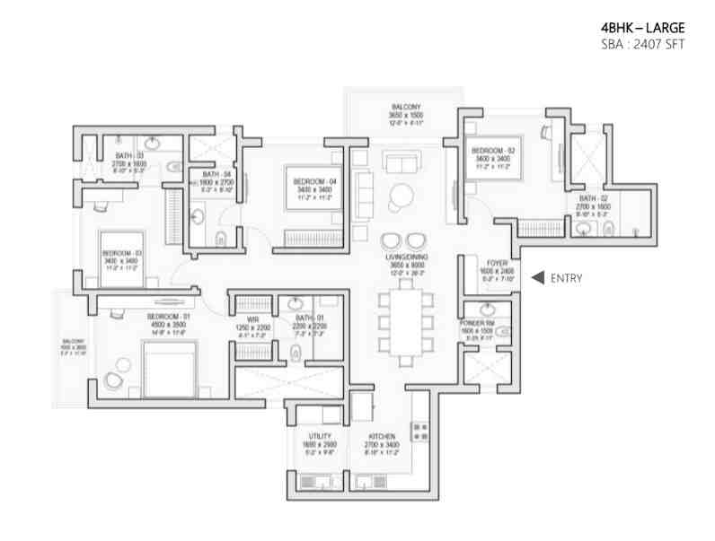 4 BHK Floor Plan